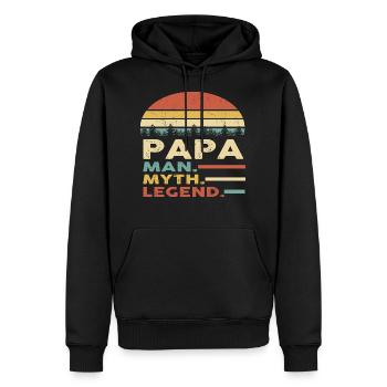 Papa Man Myth Legend - Sweat à capuche Premium bio Homme - noir - Devant - Nico (187cm)