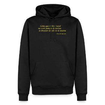 Proverbe africain - Sweat à capuche Premium bio Homme - noir - Devant - Nico (187cm)