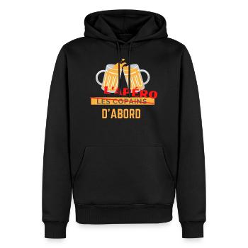 L Apéro d'abord - Sweat à capuche Premium bio Homme - noir - Devant - Nico (187cm)