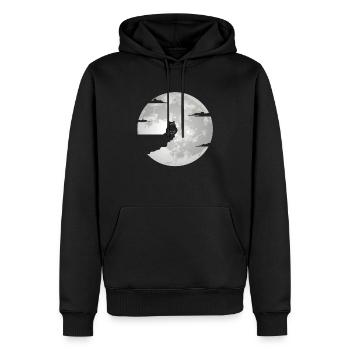 Chat chat chat chat motif de la lune - Sweat à capuche Premium bio Homme - noir - Devant - Nico (187cm)