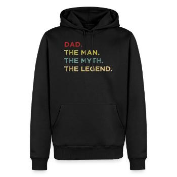 Dad The Man The Myth The Legend - Cool Quote - Männer Premium Bio Hoodie - Schwarz - Vorne - Nico (187cm)