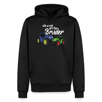 Ich werde großer Bruder Traktor Trecker Sohn - Männer Premium Bio Hoodie - Schwarz - Vorne - Nico (187cm)