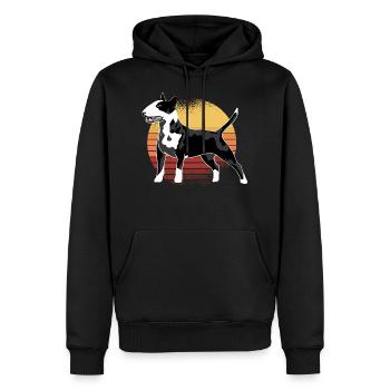 Bullterrier Hund Vintage in Retro Vintage Hunde - Männer Premium Bio Hoodie - Schwarz - Vorne - Nico (187cm)