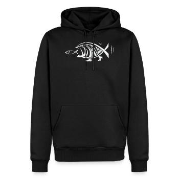 Darwin Fisch essen Jesus Fisch Lustige Evolution - Männer Premium Bio Hoodie - Schwarz - Vorne - Nico (187cm)