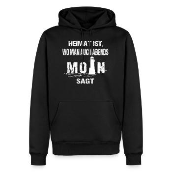 Moin - Männer Premium Bio Hoodie - Schwarz - Vorne - Nico (187cm)