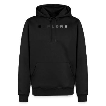 ERKUNDUNG - Männer Premium Bio Hoodie - Schwarz - Vorne - Nico (187cm)