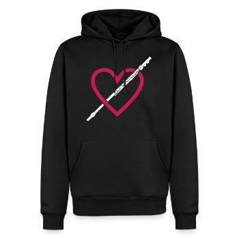 Coeur Flûte de l’amour Musique - Sweat à capuche Premium bio Homme - noir - Devant - Nico (187cm)