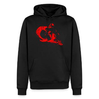 Mystérieux crâne de bélier (rouge) - Sweat à capuche Premium bio Homme - noir - Devant - Nico (187cm)