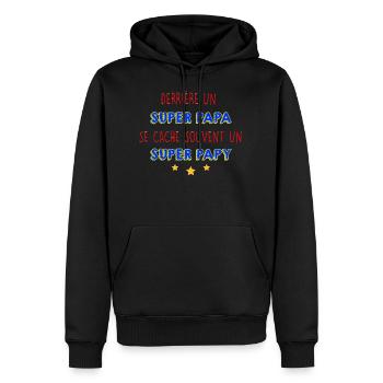 Super Daddy. - Männer Premium Bio Hoodie - Schwarz - Vorne - Nico (187cm)