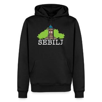 Sebilj Fountain BytheManzanitas - Men’s Premium Organic Hoodie - black - Front - Nico (187cm)