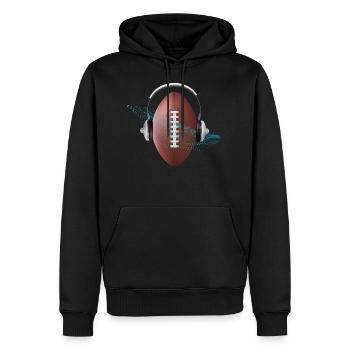Rugby Sound Musik - Männer Premium Bio Hoodie - Schwarz - Vorne - Nico (187cm)