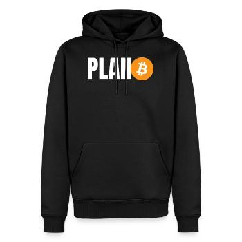 Plan B Bitcoin BTC - Männer Premium Bio Hoodie - Schwarz - Vorne - Nico (187cm)