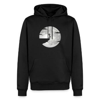 Monocycle cadeau monocyclisme monocycliste Lune - Sweat à capuche Premium bio Homme - noir - Devant - Nico (187cm)