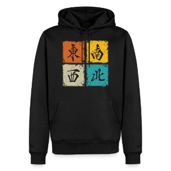 Four winds retro squares cool mahjong gift - Men’s Premium Organic Hoodie - black - Front - Nico (187cm)