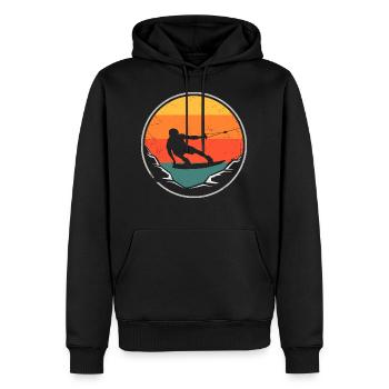 Rétro coucher de soleil Wakeboard wakeboard cadeau - Sweat à capuche Premium bio Homme - noir - Devant - Nico (187cm)