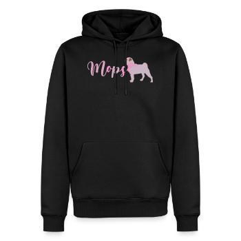 Mobylette, Chien, illustration rose, Peinture, Graffiti - Sweat à capuche Premium bio Homme - noir - Devant - Nico (187cm)