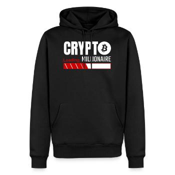 Chargement crypto millionnaire - bitcoin - Sweat à capuche Premium bio Homme - noir - Devant - Nico (187cm)