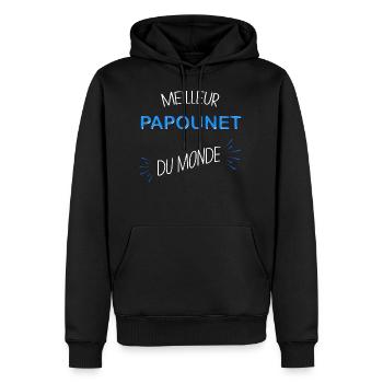 Meilleur papounet du monde - Sweat à capuche Premium bio Homme - noir - Devant - Nico (187cm)