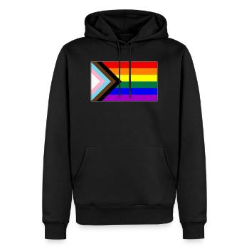 Progress LGBTQ Gay Pride Flag - Men’s Premium Organic Hoodie - black - Front - Nico (187cm)