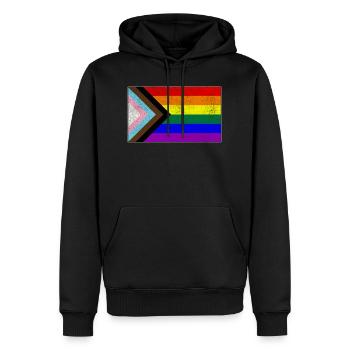 Distressed Progress LGBTQ Pride Flag - Men’s Premium Organic Hoodie - black - Front - Nico (187cm)