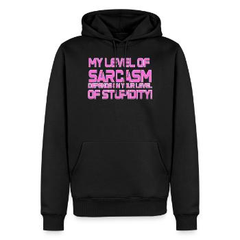 Sarcasme - Sweat à capuche Premium bio Homme - noir - Devant - Nico (187cm)