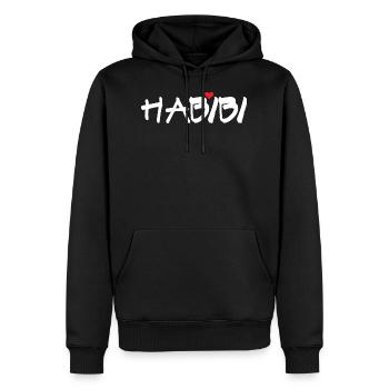 Habibi - Männer Premium Bio Hoodie - Schwarz - Vorne - Nico (187cm)