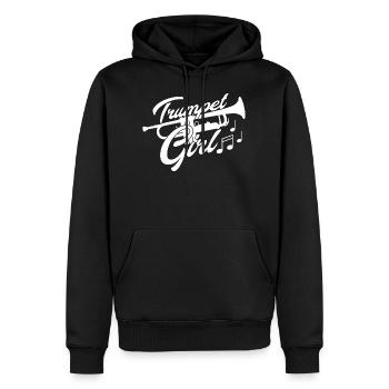 Fille musicienne trompette musique motif - Sweat à capuche Premium bio Homme - noir - Devant - Nico (187cm)