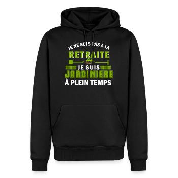 je ne suis pas à la retraite je suis jardinière - Sweat à capuche Premium bio Homme - noir - Devant - Nico (187cm)