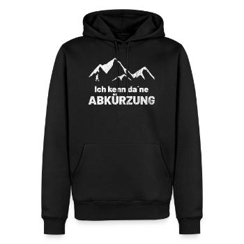 Ich kenn da ´ne Abkürzung | Wandern | Bergsteiger - Männer Premium Bio Hoodie - Schwarz - Vorne - Nico (187cm)