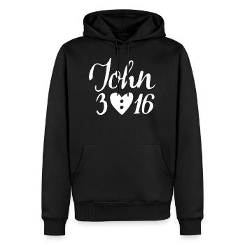 Johannes 3 16 - Männer Premium Bio Hoodie - Schwarz - Vorne - Nico (187cm)