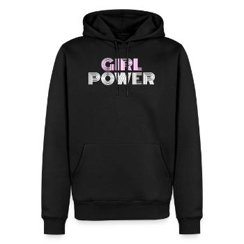 GIRL POWER (vintage Police) - Sweat à capuche Premium bio Homme - noir - Devant - Nico (187cm)