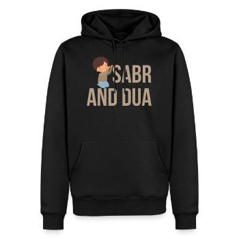 Sabr und Dua /Islam /Muslim Motiv - Männer Premium Bio Hoodie - Schwarz - Vorne - Nico (187cm)