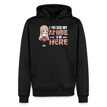 I Paused My Anime To Be Here Anime Kawaii Girl - Men’s Premium Organic Hoodie - black - Front - Nico (187cm)