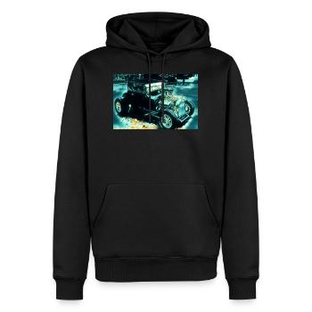 Voiture - Sweat à capuche Premium bio Homme - noir - Devant - Nico (187cm)