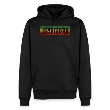 Rasta, Eine Liebe, Distressed, Reggae, Jamaika - Männer Premium Bio Hoodie - Schwarz - Vorne - Nico (187cm)