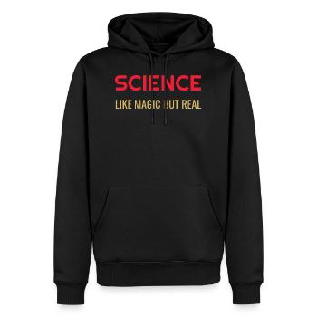 La science comme la magie mais réelle - Sweat à capuche Premium bio Homme - noir - Devant - Nico (187cm)