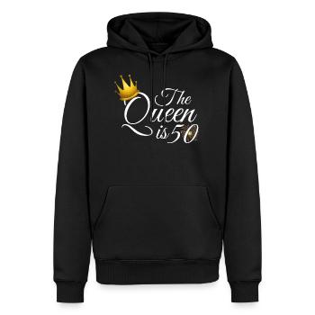 The Queen is 50, 50 Birthday Women, 50 Year Old - Men’s Premium Organic Hoodie - black - Front - Nico (187cm)