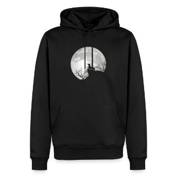 Teckel blaireau chien de la pleine lune - Sweat à capuche Premium bio Homme - noir - Devant - Nico (187cm)