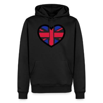 Coeur British - vectoriel - Sweat à capuche Premium bio Homme - noir - Devant - Nico (187cm)