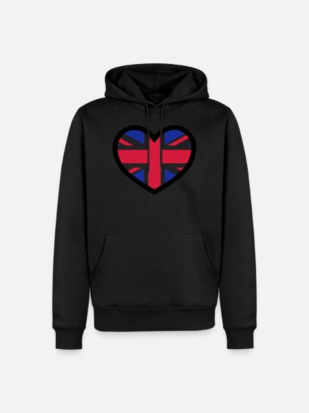British Heart - vector - Men’s Premium Organic Hoodie - black