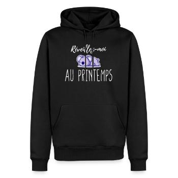 Réveillez-moi au printemps - Sweat à capuche Premium bio Homme - noir - Devant - Nico (187cm)