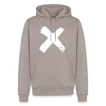 Cross - Men’s Premium Organic Hoodie - taupe - Front - Nico (187cm)