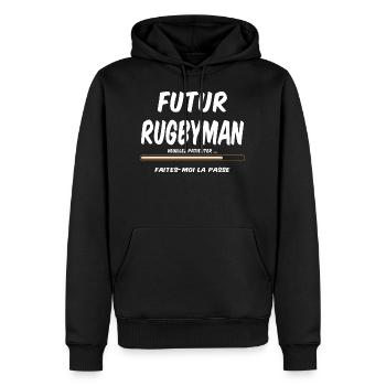 futur rugbyman - Sweat à capuche Premium bio Homme - noir - Devant - Nico (187cm)