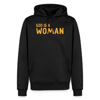God is a woman feminist feminism gift - Men’s Premium Organic Hoodie - black - Front - Nico (187cm)