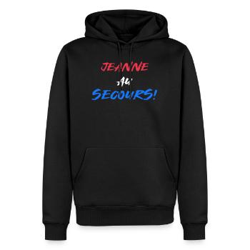 JEANNE AU SECOURS - Sweat à capuche Premium bio Homme - noir - Devant - Nico (187cm)
