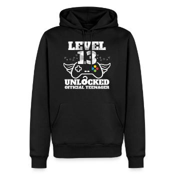 Offizielle Teenager Geburtstag Level 13 entsperrt - Männer Premium Bio Hoodie - Schwarz - Vorne - Nico (187cm)