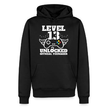 Offizielle Teenager Geburtstag Level 13 entsperrt - Männer Premium Bio Hoodie - Schwarz - Vorne - Nico (187cm)