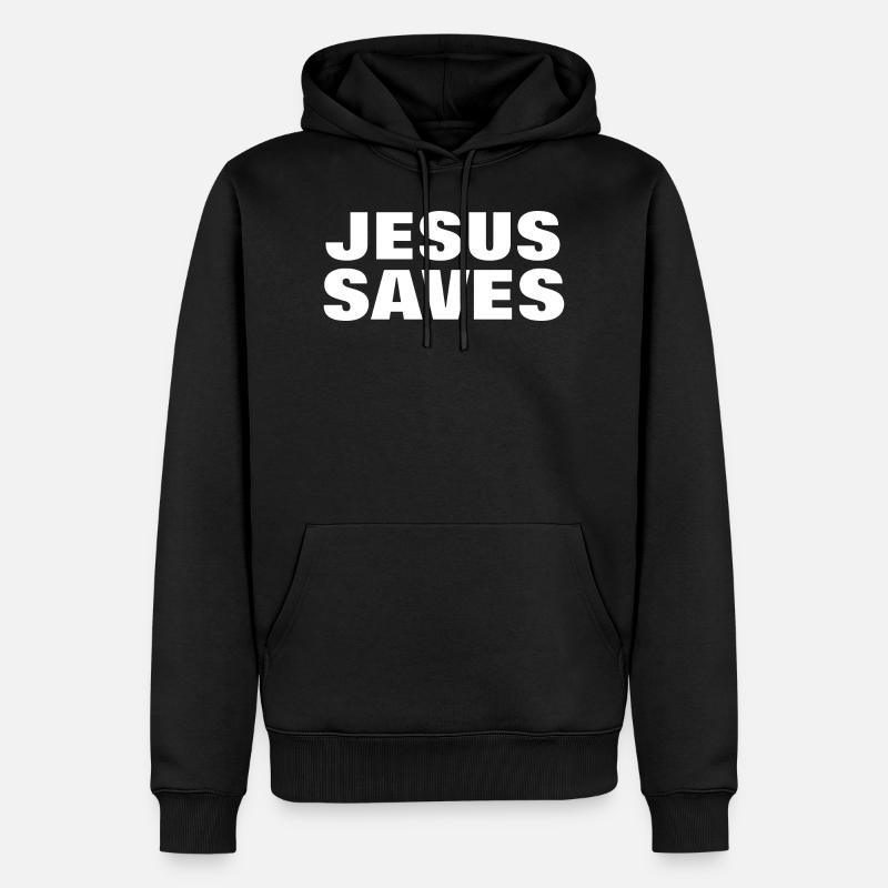 Jésus sauve - Citation chrétienne - Sweat à capuche Premium bio Homme - noir