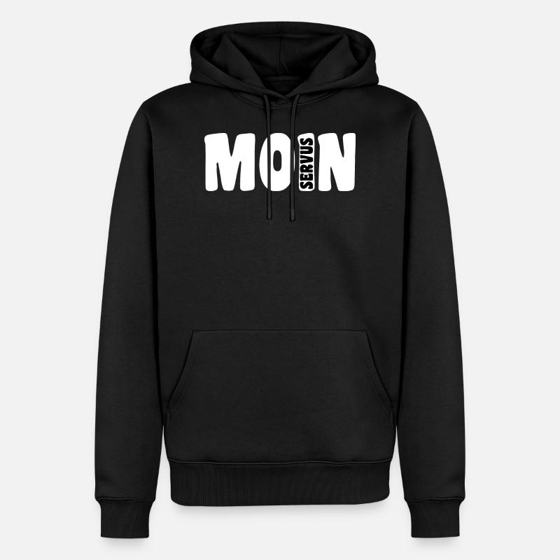 Moin Servus | White - Männer Premium Bio Hoodie - Schwarz