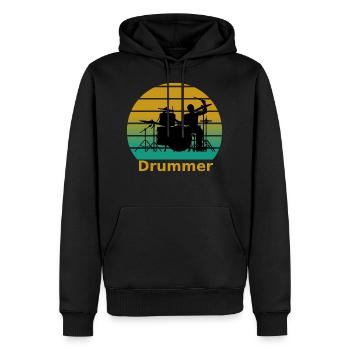 Drummer - Sweat à capuche Premium bio Homme - noir - Devant - Nico (187cm)